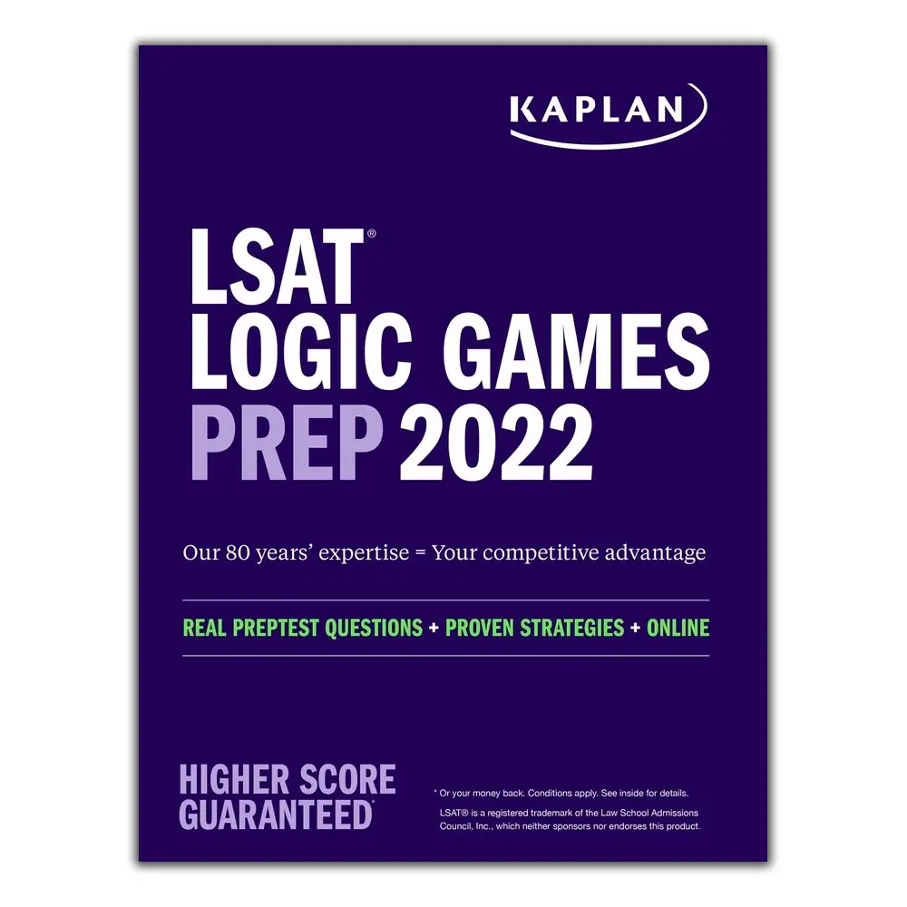 A book cover image of one of the best LSAT prep books called Kaplan's LSAT Logic Games Prep 